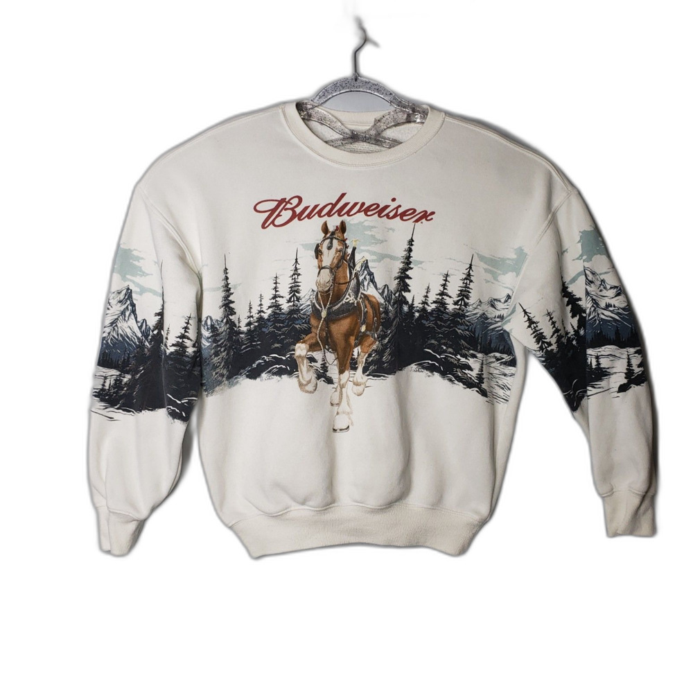 Budweiser Clydesdale Horse Sweatshirt Hybrid Apparel Womens Size XS